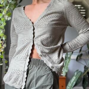 Pale thistle green knit cardigan (M)